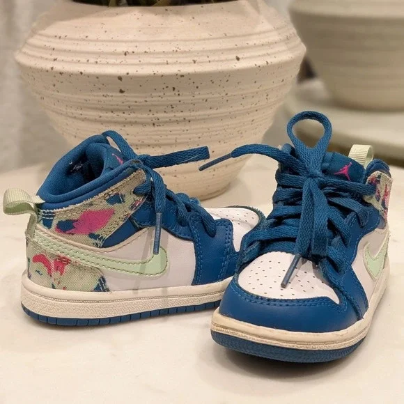 RARE Nike Air Jordan 1 Mid TD Green Abyss Frosted Spruce Size 5C 644507-300 - Picture 9 of 9